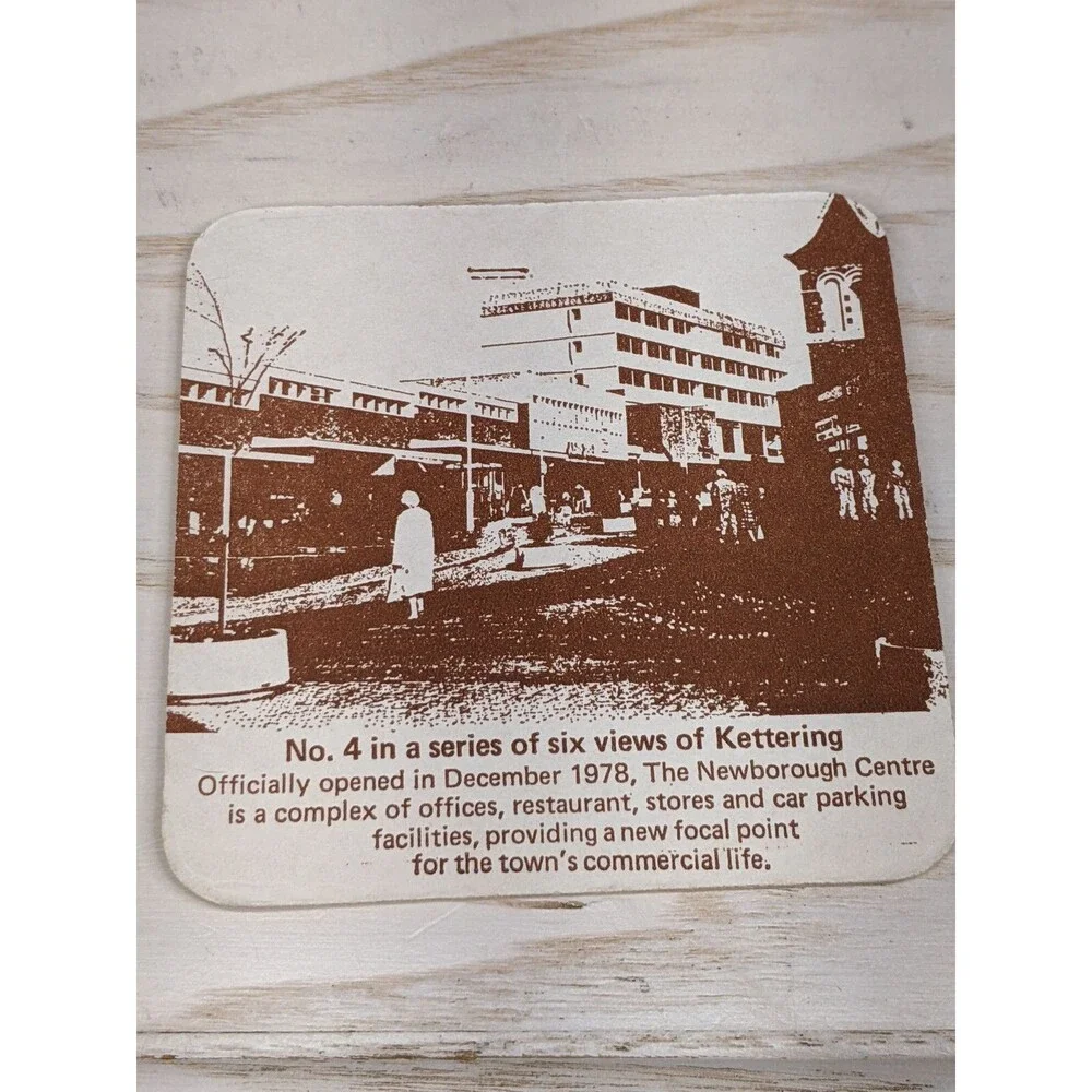 Vtg Kettering Photo Views  Coasters Set of 6 England Barware Pub Coleman Bird AD
